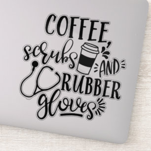 Kaffeekrüber und Gummihandschuhe Aufkleber