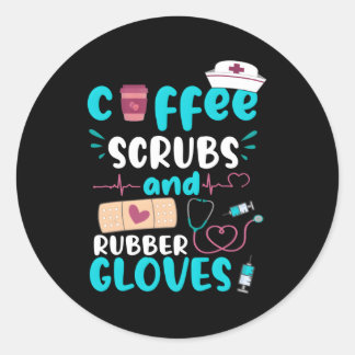 Kaffeekrubs Rubber Gloves Rn Registered Nurse Qu Runder Aufkleber