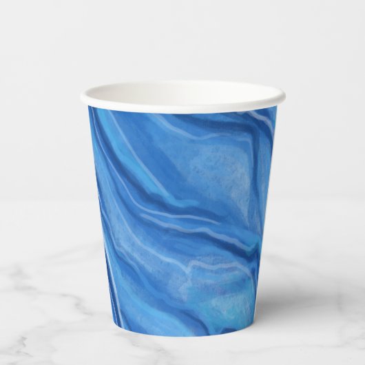 Kaffeekuchen aus Blauem Marmor Pappbecher (Rückseite)