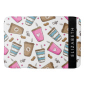 Kaffeekuchen, Kaffeebohnen, Herz, Ihr Name Badematte (Vorderseite)