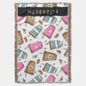 Kaffeekuchen, Kaffeebohnen, Herz, Ihr Name Decke (Vorderseite Vertikal)