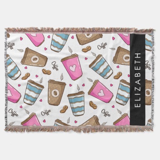 Kaffeekuchen, Kaffeebohnen, Herz, Ihr Name Decke (Vorderseite)