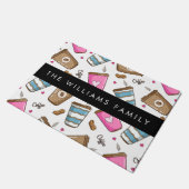 Kaffeekuchen, Kaffeebohnen, Herz, Ihr Name Fußmatte (Schrägansicht)