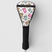 Kaffeekuchen, Kaffeebohnen, Herz, Ihr Name Golf Headcover (Vorderseite)