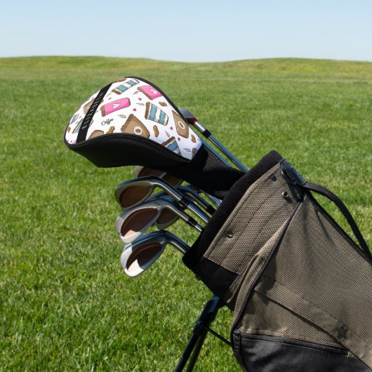Kaffeekuchen, Kaffeebohnen, Herz, Ihr Name Golf Headcover (In SItu)