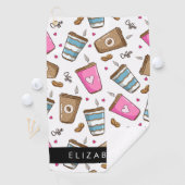 Kaffeekuchen, Kaffeebohnen, Herz, Ihr Name Golfhandtuch (Insitu)