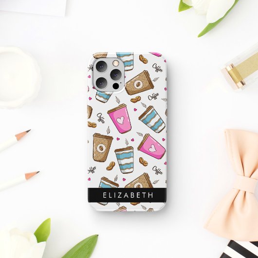 Kaffeekuchen, Kaffeebohnen, Herz, Ihr Name iPhone 16 Hülle