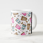 Kaffeekuchen, Kaffeebohnen, Herz, Ihr Name Jumbo-Tasse (Vorderseite Rechts)