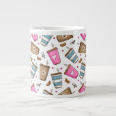 Kaffeekuchen, Kaffeebohnen, Herz, Ihr Name Jumbo-Tasse (Vorderseite)
