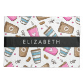 Kaffeekuchen, Kaffeebohnen, Herz, Ihr Name Kissenbezug (Rückseite)