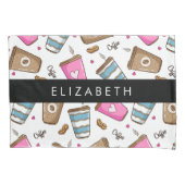 Kaffeekuchen, Kaffeebohnen, Herz, Ihr Name Kissenbezug (Vorderseite)