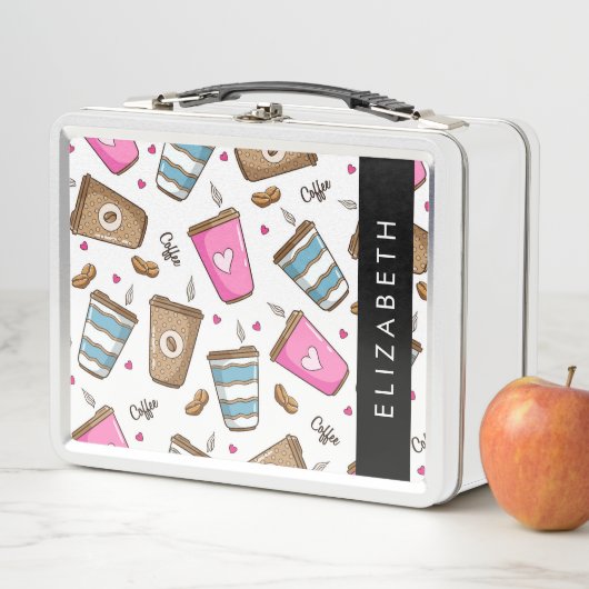 Kaffeekuchen, Kaffeebohnen, Herz, Ihr Name Metall Brotdose (Beispiel)