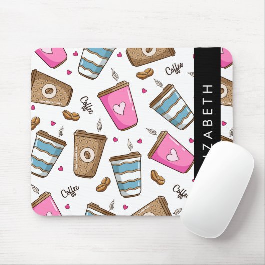 Kaffeekuchen, Kaffeebohnen, Herz, Ihr Name Mousepad (Mit Mouse)