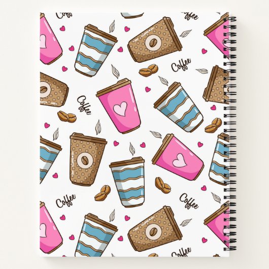 Kaffeekuchen, Kaffeebohnen, Herz, Ihr Name Notizblock (Rückseite)