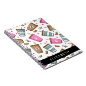 Kaffeekuchen, Kaffeebohnen, Herz, Ihr Name Notizblock (Rechte Seite)