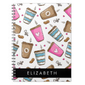 Kaffeekuchen, Kaffeebohnen, Herz, Ihr Name Notizblock (Vorderseite)