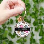 Kaffeekuchen, Kaffeebohnen, Herz, Ihr Name Schlüsselanhänger (Hand)