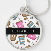 Kaffeekuchen, Kaffeebohnen, Herz, Ihr Name Schlüsselanhänger (Vorne)