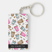 Kaffeekuchen, Kaffeebohnen, Herz, Ihr Name Schlüsselanhänger (Rückseite)