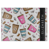 Kaffeekuchen, Kaffeebohnen, Herz, Ihr Name Schneidebrett (Vorderseite)