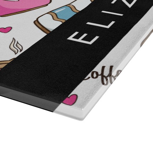 Kaffeekuchen, Kaffeebohnen, Herz, Ihr Name Schneidebrett (Ecke)