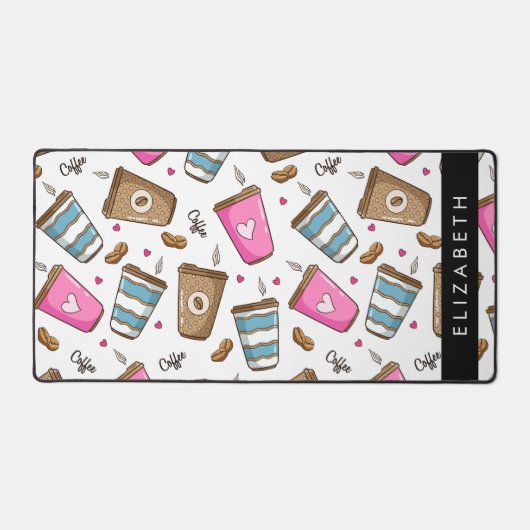 Kaffeekuchen, Kaffeebohnen, Herz, Ihr Name Schreibtischunterlage (Vorderseite)