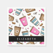 Kaffeekuchen, Kaffeebohnen, Herz, Ihr Name Serviette (Vorderseite)