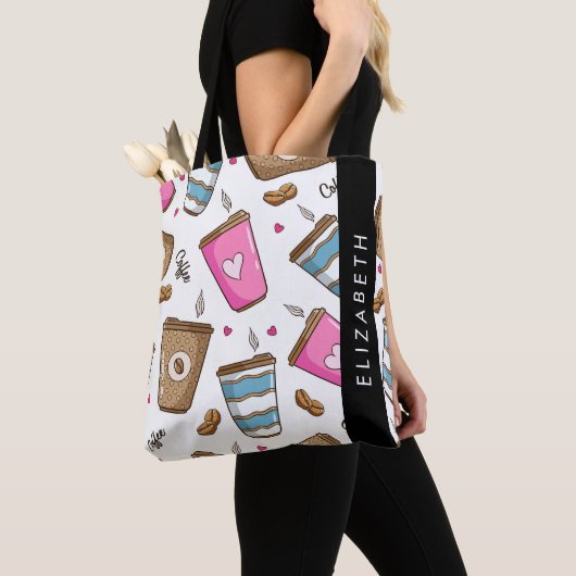 Kaffeekuchen, Kaffeebohnen, Herz, Ihr Name Tasche (Von Nahem)