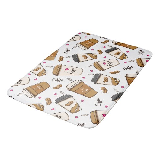 Kaffeekuchen, Kaffeebohnen, Kaffee Lover, Herzen Badematte (Schrägansicht)