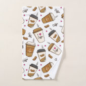 Kaffeekuchen, Kaffeebohnen, Kaffee Lover, Herzen Badhandtuch Set (Handtuch)
