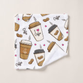 Kaffeekuchen, Kaffeebohnen, Kaffee Lover, Herzen Badhandtuch Set (Waschlappen)
