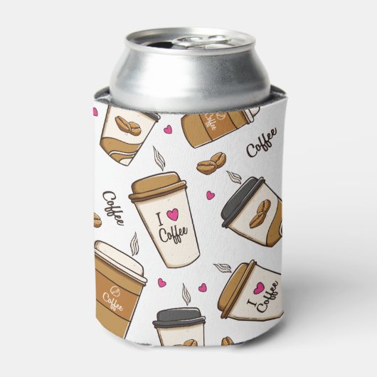 Kaffeekuchen, Kaffeebohnen, Kaffee Lover, Herzen Dosenkühler (Kanne Vorderseite)
