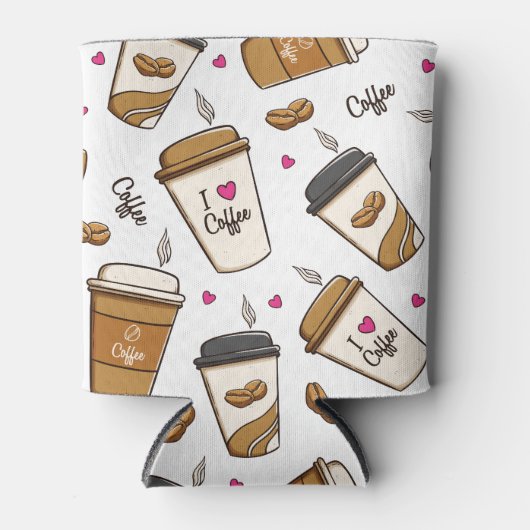 Kaffeekuchen, Kaffeebohnen, Kaffee Lover, Herzen Dosenkühler (Vorderseite)