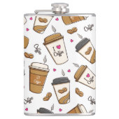 Kaffeekuchen, Kaffeebohnen, Kaffee Lover, Herzen Flachmann (Vorderseite)