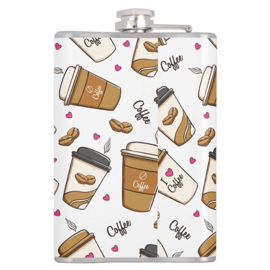 Kaffeekuchen, Kaffeebohnen, Kaffee Lover, Herzen Flachmann (Rückseite)