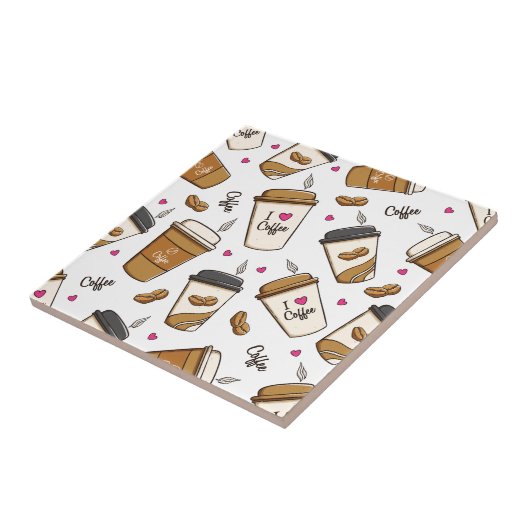 Kaffeekuchen, Kaffeebohnen, Kaffee Lover, Herzen Fliese (Seite)
