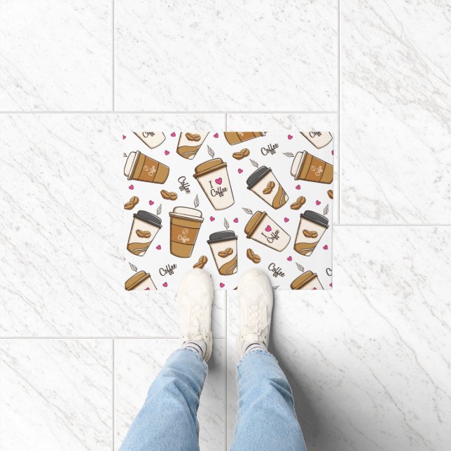 Kaffeekuchen, Kaffeebohnen, Kaffee Lover, Herzen Fußmatte (Indoor)