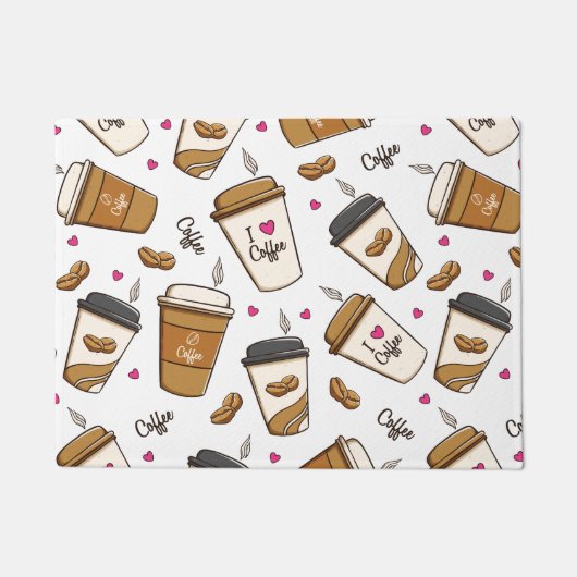 Kaffeekuchen, Kaffeebohnen, Kaffee Lover, Herzen Fußmatte (Vorderseite)