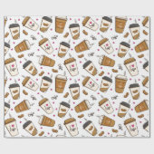 Kaffeekuchen, Kaffeebohnen, Kaffee Lover, Herzen Geschenkpapier (Flach)