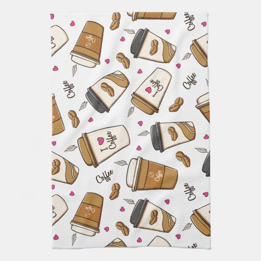 Kaffeekuchen, Kaffeebohnen, Kaffee Lover, Herzen Geschirrtuch (Vertikal)