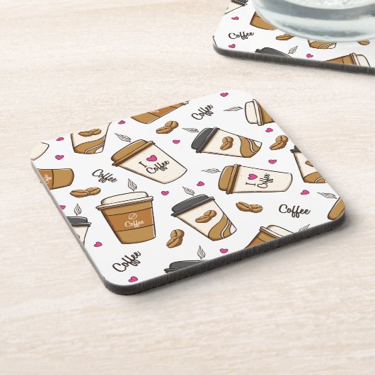 Kaffeekuchen, Kaffeebohnen, Kaffee Lover, Herzen Getränkeuntersetzer (Linke Seite)