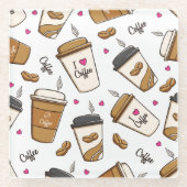 Kaffeekuchen, Kaffeebohnen, Kaffee Lover, Herzen Glasuntersetzer (Vorderseite)