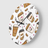 Kaffeekuchen, Kaffeebohnen, Kaffee Lover, Herzen Große Wanduhr (Winkel)