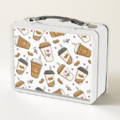 Kaffeekuchen, Kaffeebohnen, Kaffee Lover, Herzen Metall Brotdose (Rückseite)