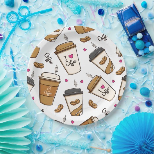 Kaffeekuchen, Kaffeebohnen, Kaffee Lover, Herzen Pappteller (Party)