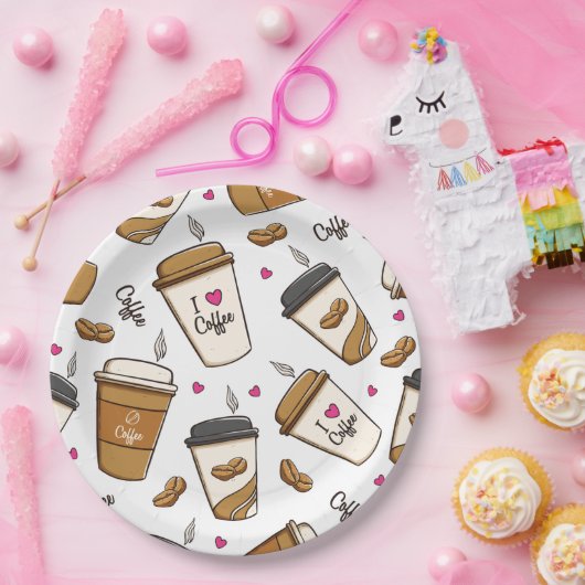 Kaffeekuchen, Kaffeebohnen, Kaffee Lover, Herzen Pappteller (Party)