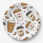 Kaffeekuchen, Kaffeebohnen, Kaffee Lover, Herzen Pappteller (Vorderseite)