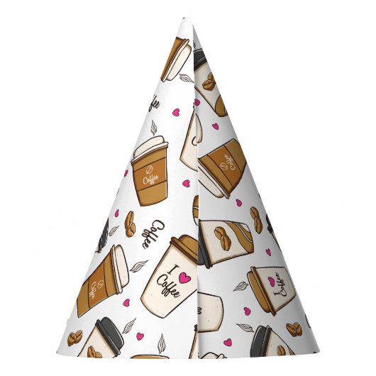 Kaffeekuchen, Kaffeebohnen, Kaffee Lover, Herzen Partyhütchen (Rückseite)