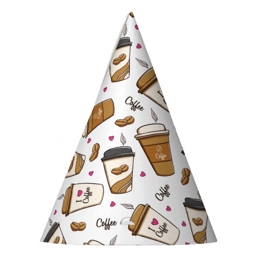 Kaffeekuchen, Kaffeebohnen, Kaffee Lover, Herzen Partyhütchen (Links)