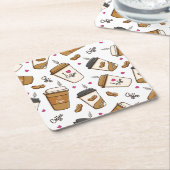 Kaffeekuchen, Kaffeebohnen, Kaffee Lover, Herzen Rechteckiger Pappuntersetzer (angewinkelt)